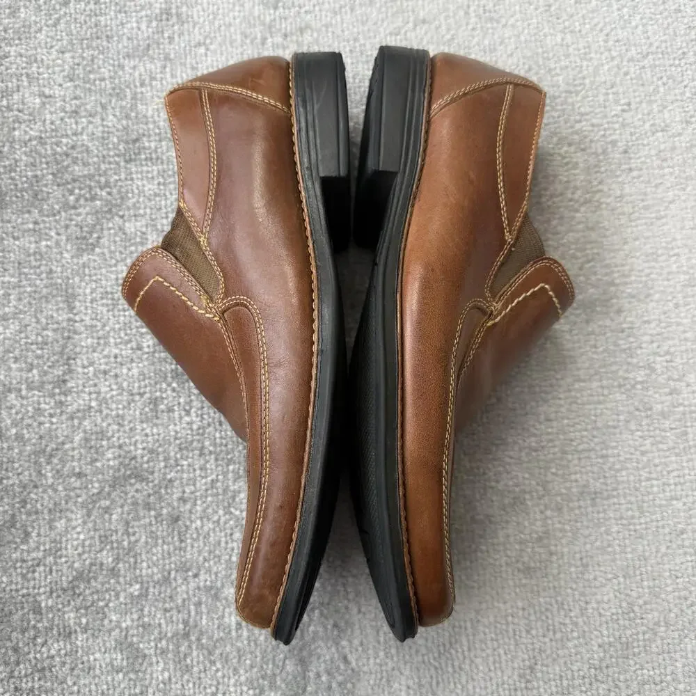 Sandro Shoes Mens Size 9.5 Brown Leather Slip On Comfort Loafers Square Toe